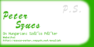 peter szucs business card